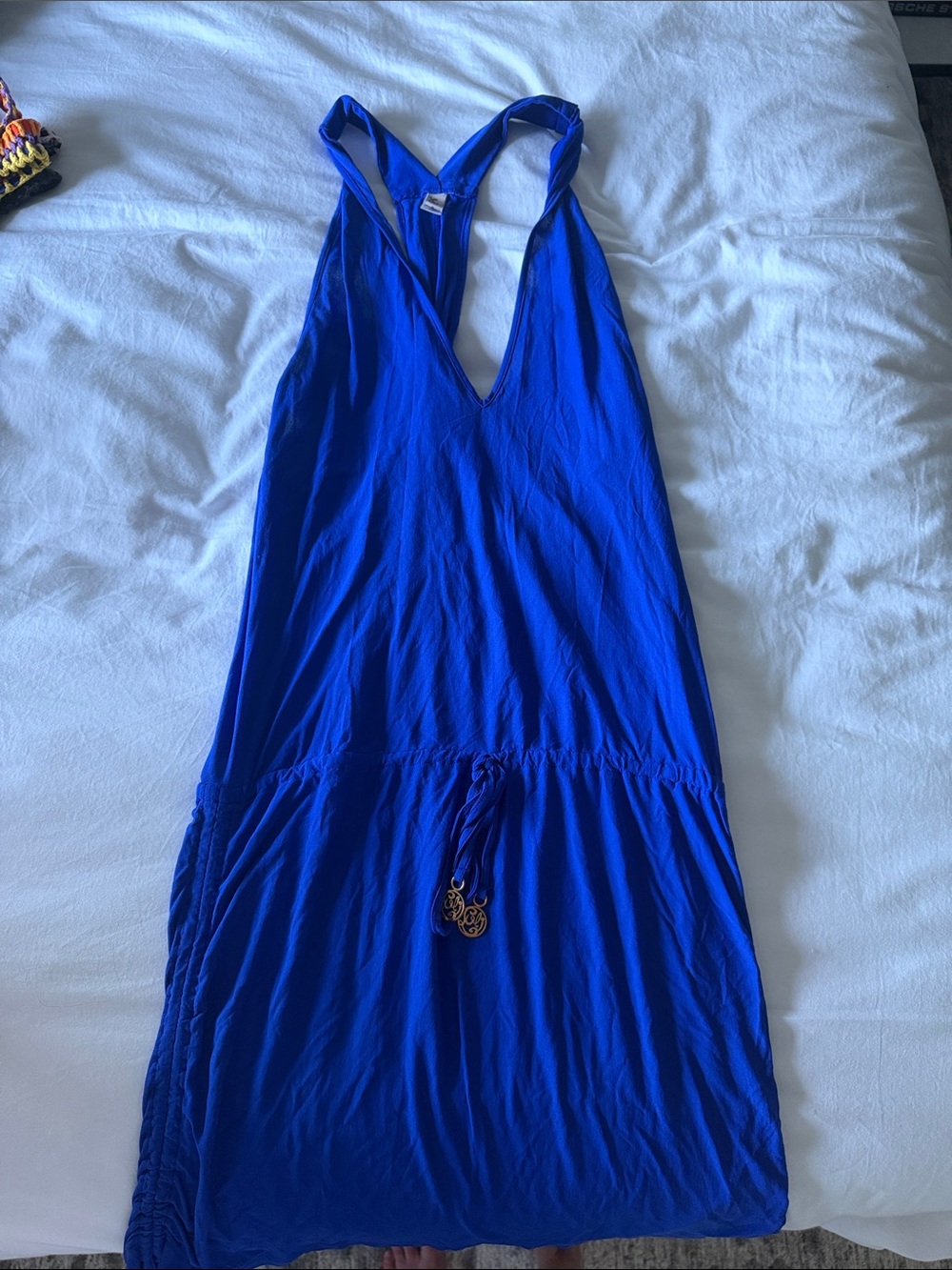 Luli Fama Royal Blue V-Neck Swim Coverup Dress